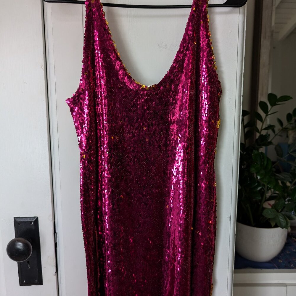 Free people sequin pink and gold mini dress